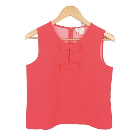 Kate Spade Live Colorfully Neon Pink Orange Sleeveless Blouse Size 2 Shirt - Picture 1 of 5